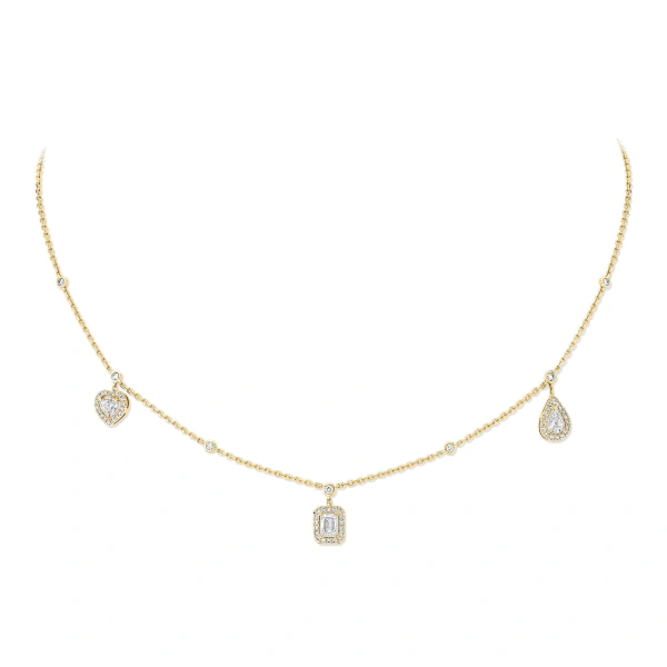 Messika My Twin Drop Pendant Necklace in 18K Yellow Gold | Fine Necklaces | Coveti