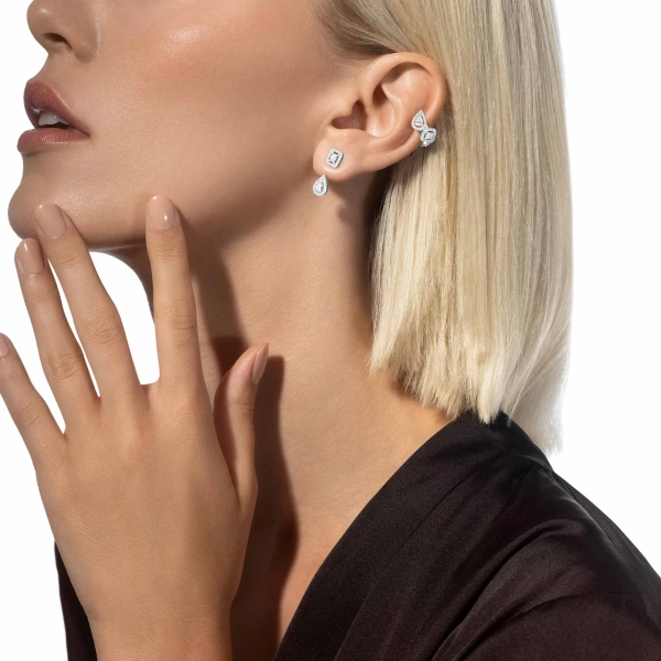 Messika My Twin Multi-Wear Earrings in 18K White Gold, Small Model | Fine Earrings | Coveti
