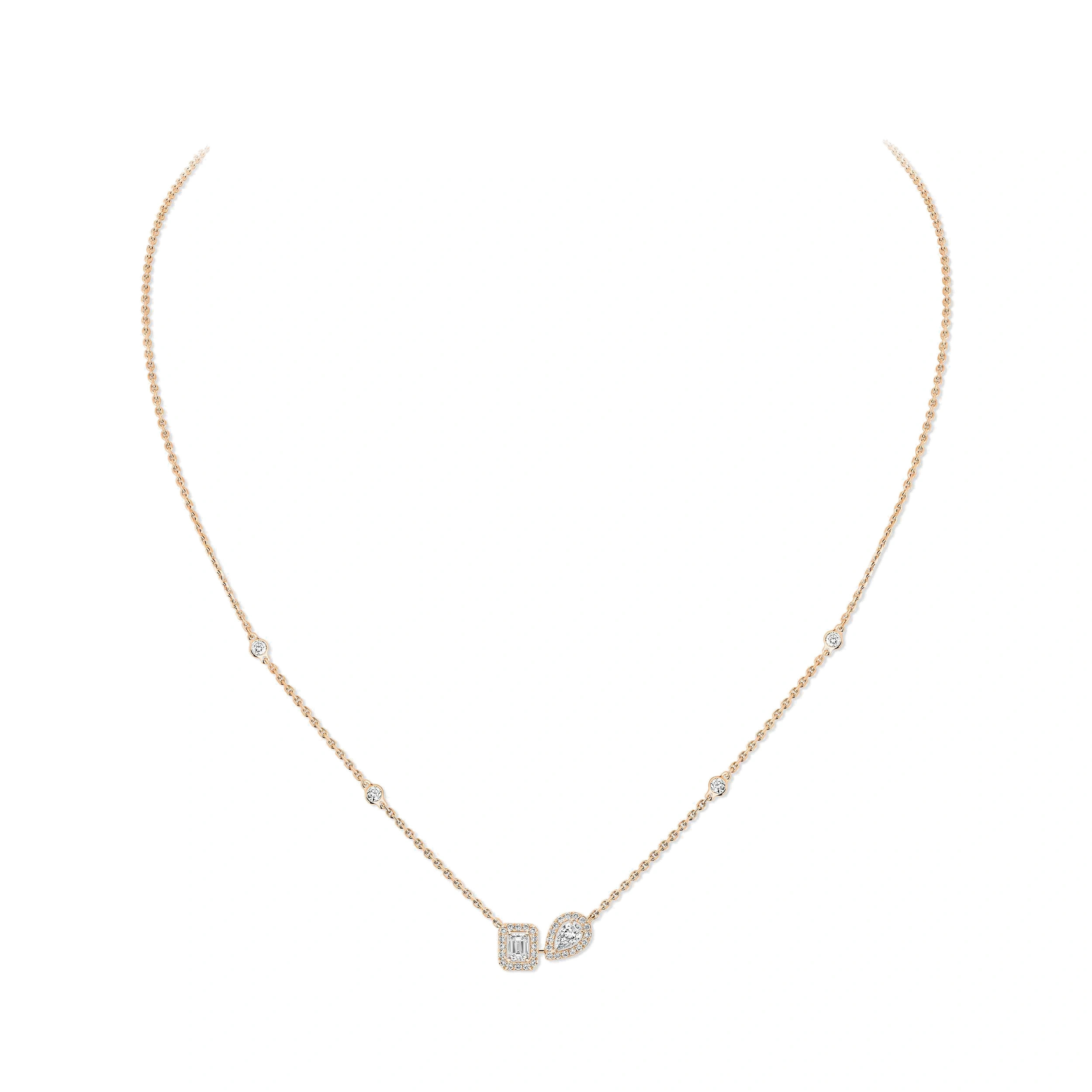 Messika My Twin Necklace in 18K Pink Gold Messika My Twin Necklace in 18K Pink Gold | Fine Necklaces | Coveti