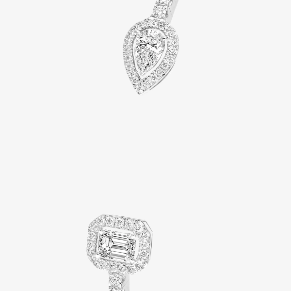 Messika My Twin Pave Bangle in 18K White Gold, Small Model | Fine Bracelets | Coveti