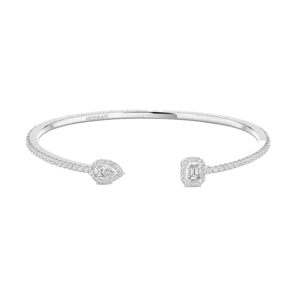 My Twin Pave Bangle in 18K White Gold, Small Model
