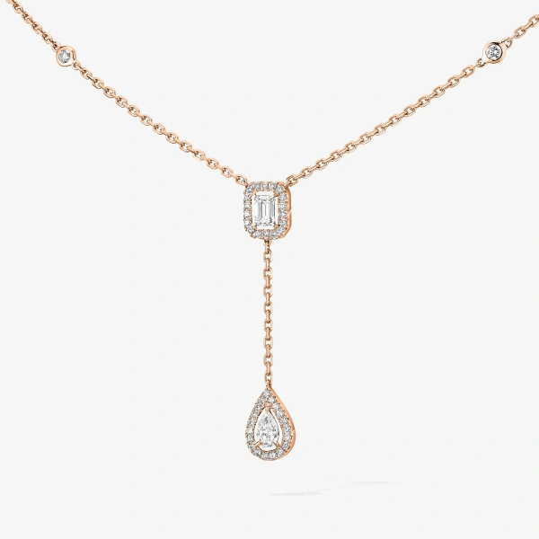 Messika My Twin Tie Necklace in 18K Pink Gold | Fine Necklaces | Coveti
