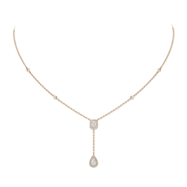 Messika My Twin Tie Necklace in 18K Pink Gold | Fine Necklaces | Coveti