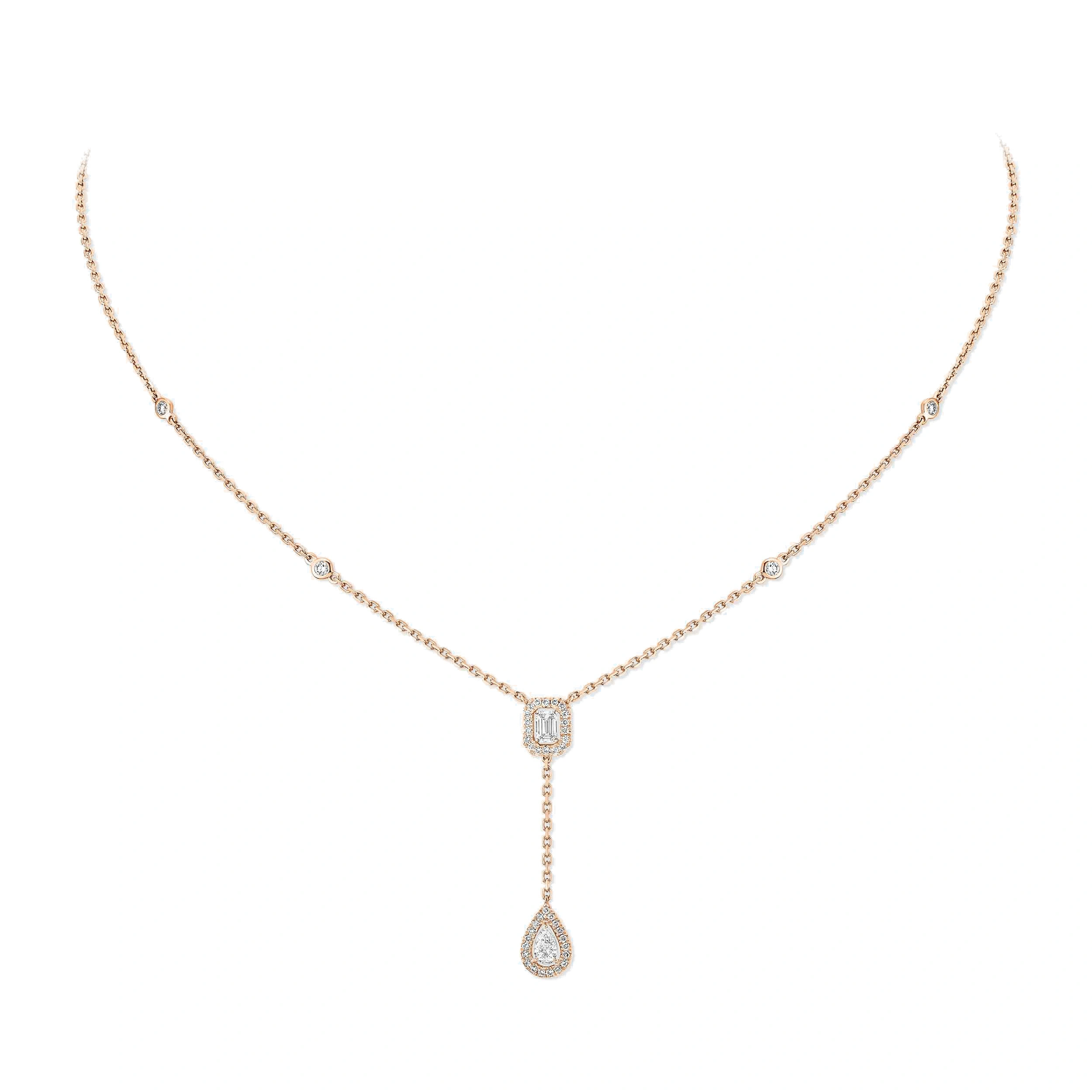 Messika My Twin Tie Necklace in 18K Pink Gold Messika My Twin Tie Necklace in 18K Pink Gold | Fine Necklaces | Coveti