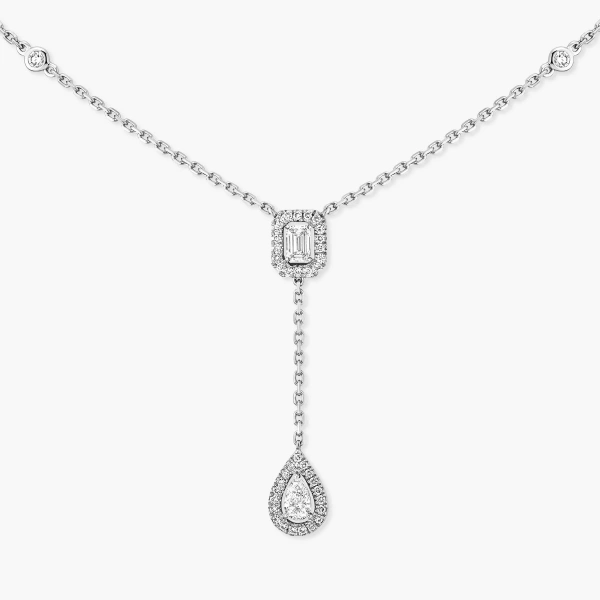 Messika My Twin Tie Necklace in 18K White Gold | Fine Necklaces | Coveti