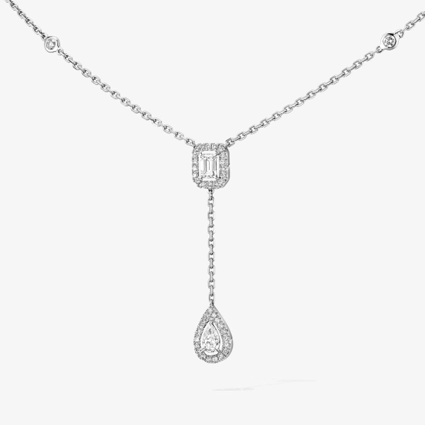 Messika My Twin Tie Necklace in 18K White Gold | Fine Necklaces | Coveti