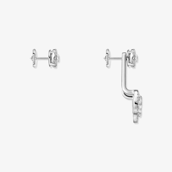 Messika My Twin Trio Asymmetrical Earrings in 18K White Gold | Fine Earrings | Coveti