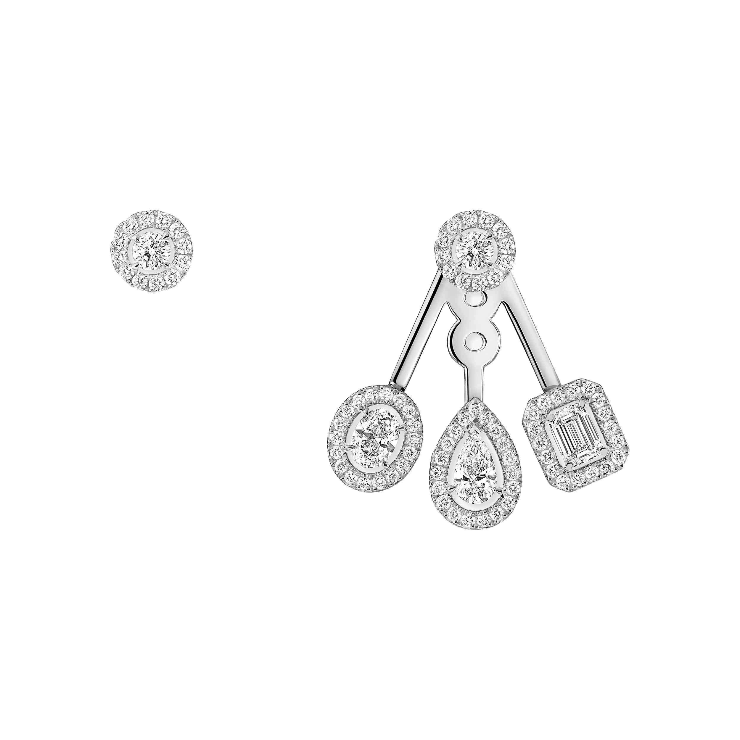 Messika My Twin Trio Asymmetrical Earrings in 18K White Gold Messika My Twin Trio Asymmetrical Earrings in 18K White Gold | Fine Earrings | Coveti