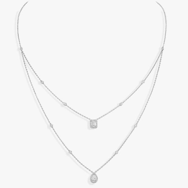 Messika My Twin Two-Row Necklace in 18K White Gold, Small Model | Fine Necklaces | Coveti