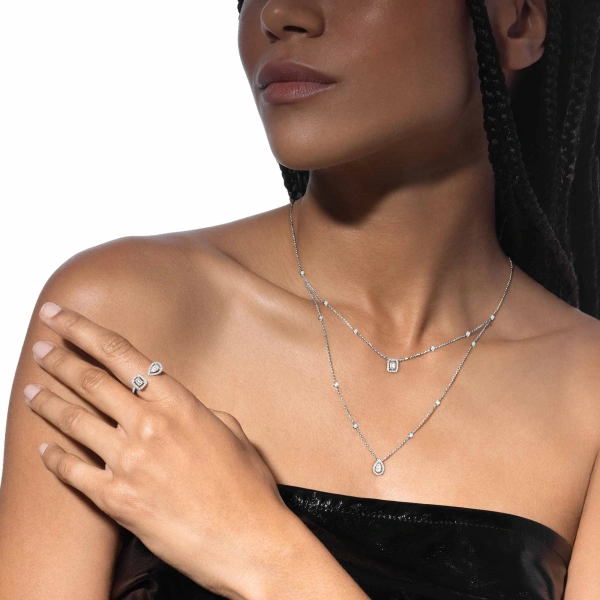 Messika My Twin Two-Row Necklace in 18K White Gold, Small Model | Fine Necklaces | Coveti