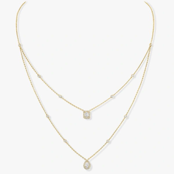 Messika My Twin Two-Row Necklace in 18K Yellow Gold, Small Model | Fine Necklaces | Coveti