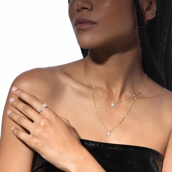 Messika My Twin Two-Row Necklace in 18K Yellow Gold, Small Model | Fine Necklaces | Coveti