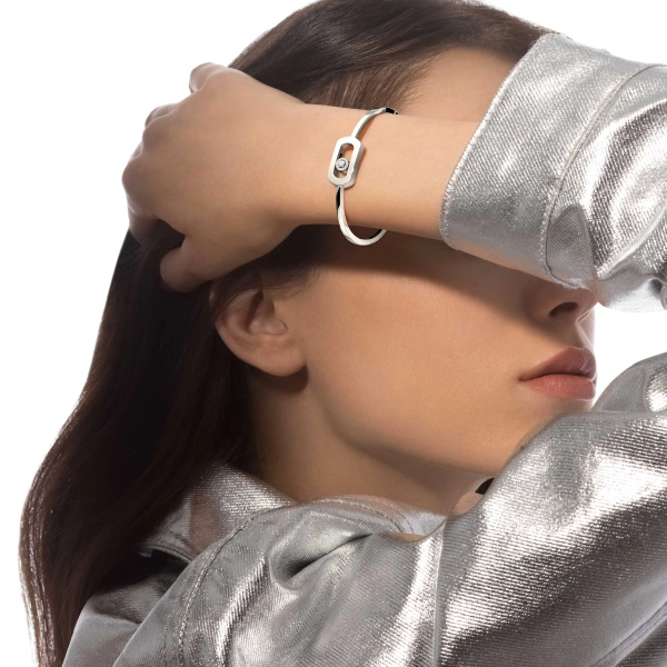 Messika So Move Bangle in 18K White Gold | Fine Bracelets | Coveti
