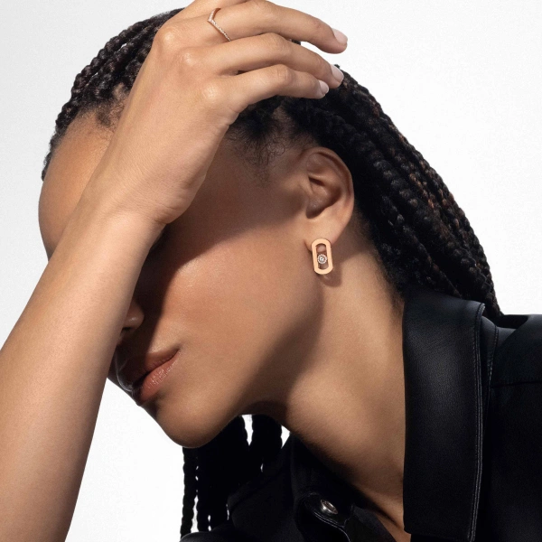 Messika So Move Earrings in 18K Pink Gold | Fine Earrings | Coveti