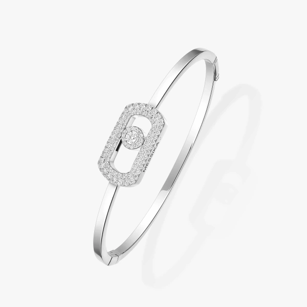 Messika So Move Pave Bangle in 18K White Gold | Fine Bracelets | Coveti