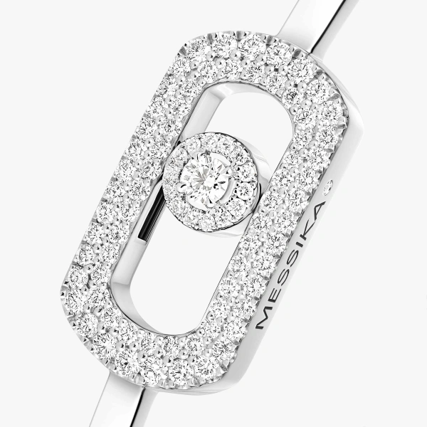 Messika So Move Pave Bangle in 18K White Gold | Fine Bracelets | Coveti