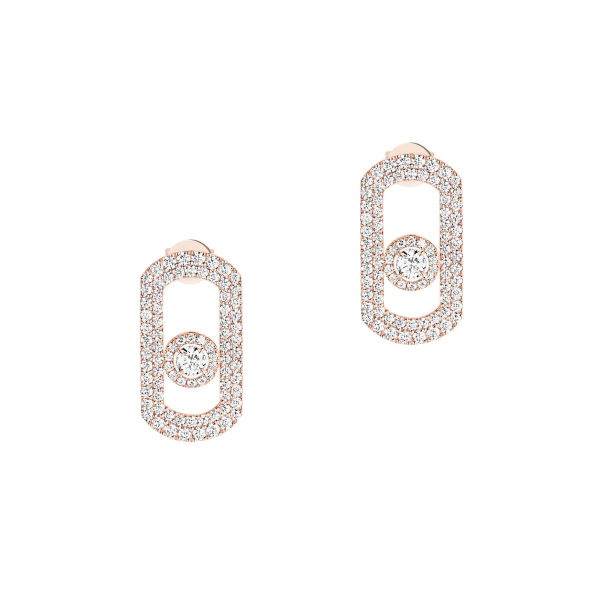 Messika So Move Pave Earrings in 18K Pink Gold | Fine Earrings | Coveti