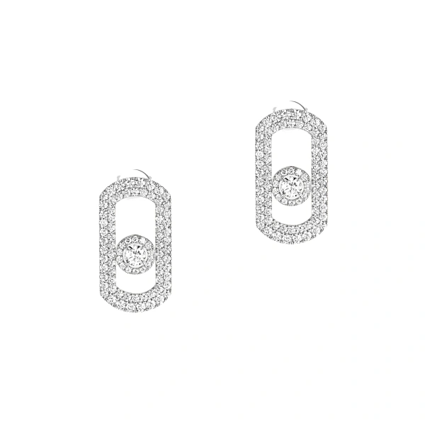 So Move Pave Earrings in 18K White Gold