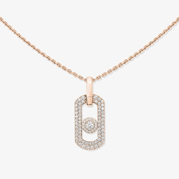 Messika So Move Pave Necklace in 18K Pink Gold | Fine Necklaces | Coveti