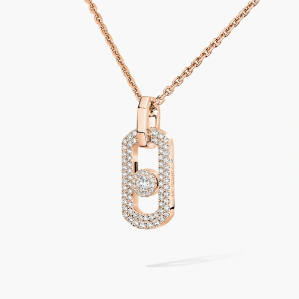 Messika So Move Pave Necklace in 18K Pink Gold | Fine Necklaces | Coveti