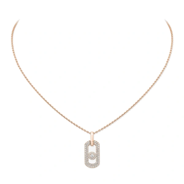 Messika So Move Pave Necklace in 18K Pink Gold | Fine Necklaces | Coveti