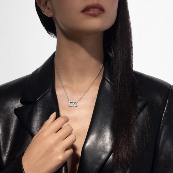 Messika So Move Pave Necklace in 18K White Gold, Ref. 12945 | Fine Necklaces | Coveti