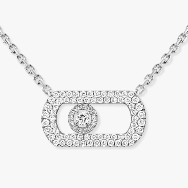 Messika So Move Pave Necklace in 18K White Gold, Ref. 12945 | Fine Necklaces | Coveti