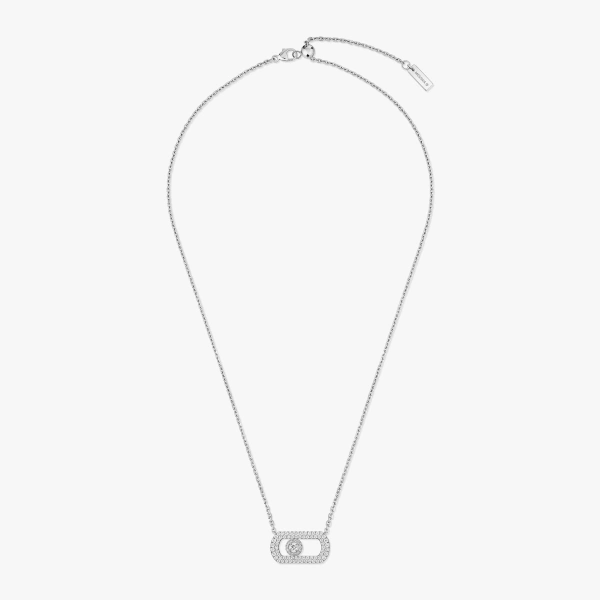 Messika So Move Pave Necklace in 18K White Gold, Ref. 12945 | Fine Necklaces | Coveti