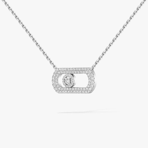Messika So Move Pave Necklace in 18K White Gold, Ref. 12945 | Fine Necklaces | Coveti