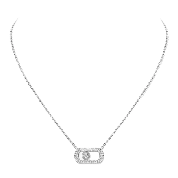 Messika So Move Pave Necklace in 18K White Gold, Ref. 12945 | Fine Necklaces | Coveti
