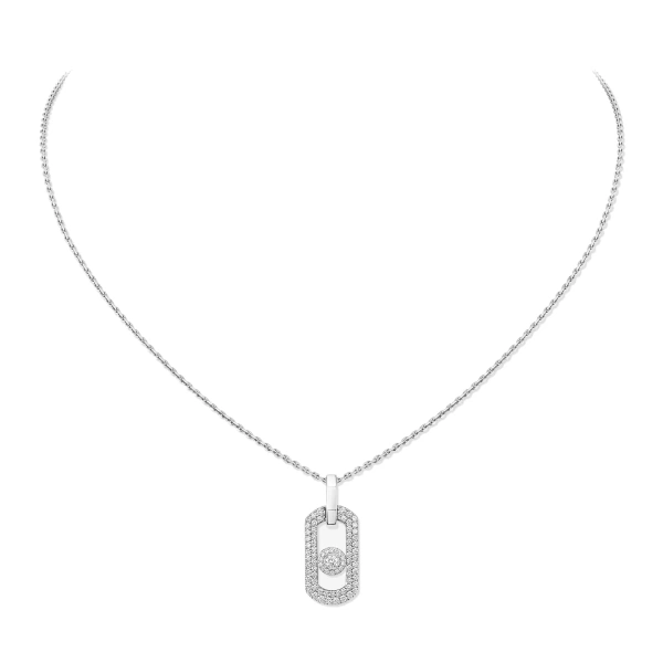 Messika So Move Pave Necklace in 18K White Gold, Ref. 14966 | Fine Necklaces | Coveti
