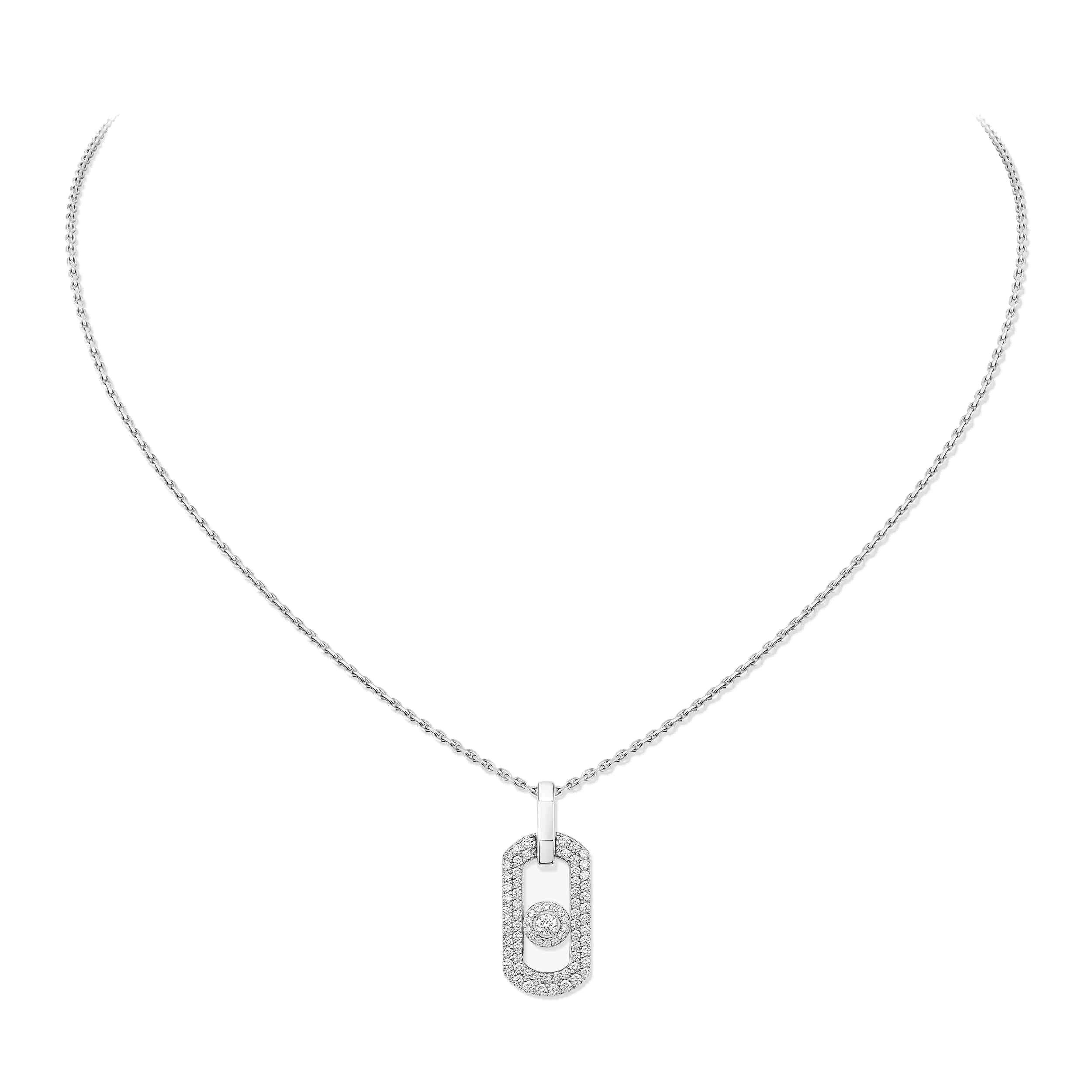 Messika So Move Pave Necklace in 18K White Gold, Ref. 14966 Messika So Move Pave Necklace in 18K White Gold, Ref. 14966 | Fine Necklaces | Coveti