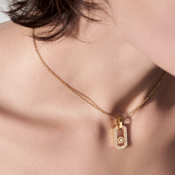 Messika So Move Pave Necklace in 18K Yellow Gold | Fine Necklaces | Coveti