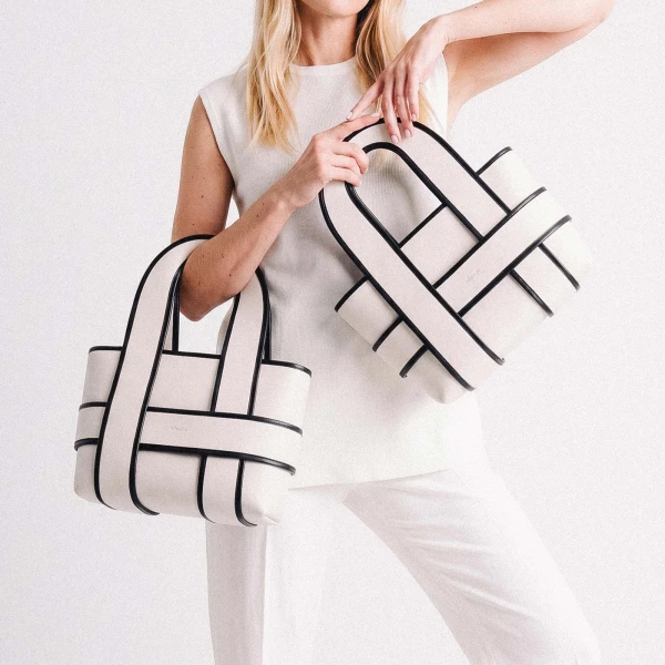 Mlouye Checker Tote in Black | Totes & Top-Handle Bags | Coveti