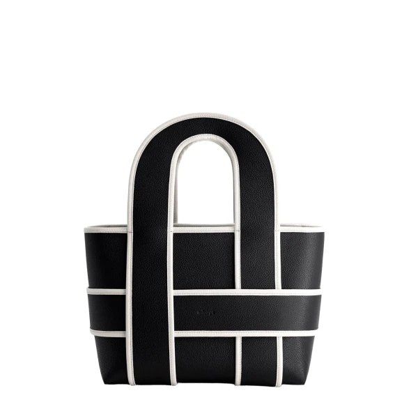 Mlouye Checker Tote in Black | Totes & Top-Handle Bags | Coveti
