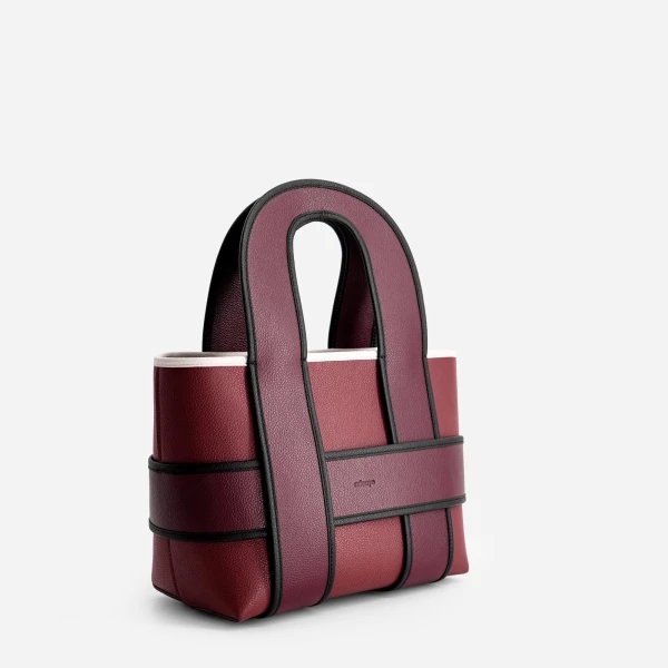 Mlouye Checker Tote in Bordeaux and Off White | Totes & Top-Handle Bags | Coveti
