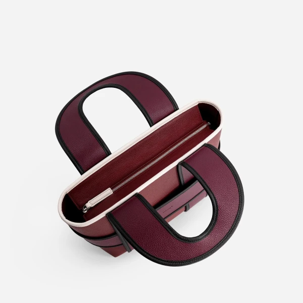 Mlouye Checker Tote in Bordeaux and Off White | Totes & Top-Handle Bags | Coveti