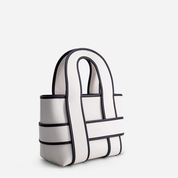 Mlouye Checker Tote in Off White | Totes & Top-Handle Bags | Coveti