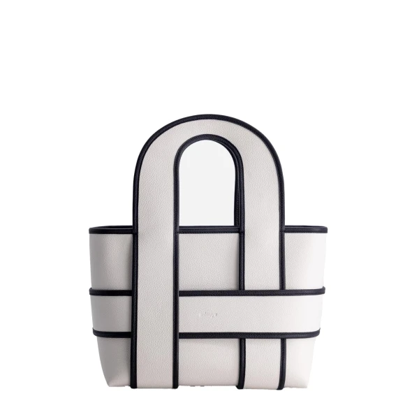 Mlouye Checker Tote in Off White | Totes & Top-Handle Bags | Coveti