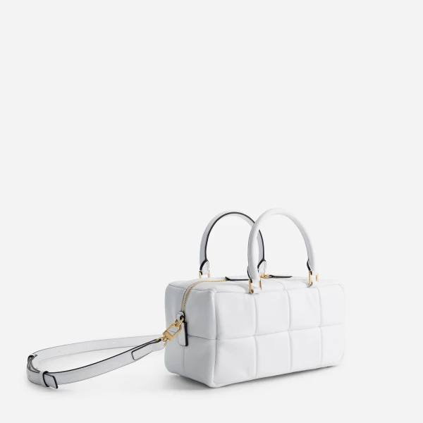 Mlouye Grid Bag in White | Shoulder & Crossbody Bags | Coveti