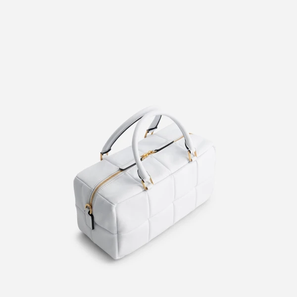 Mlouye Grid Bag in White | Shoulder & Crossbody Bags | Coveti
