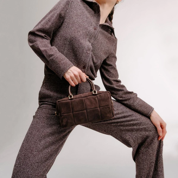 Mlouye Grid Bag in White | Shoulder & Crossbody Bags | Coveti