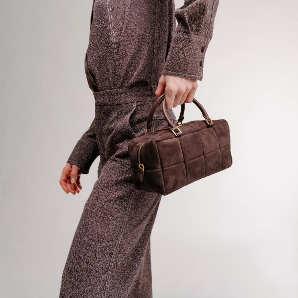 Mlouye Grid Bag in White | Shoulder & Crossbody Bags | Coveti