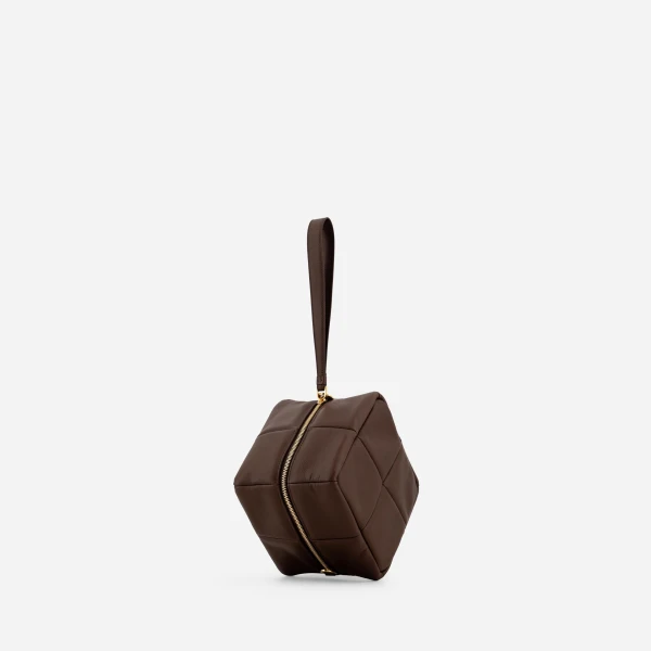 Mlouye Grid Clutch in Espresso | Clutch Bags | Coveti