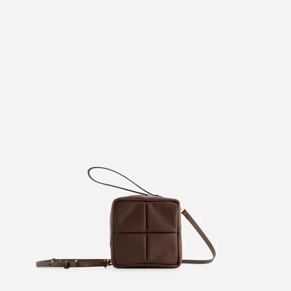 Mlouye Grid Clutch in Espresso | Clutch Bags | Coveti