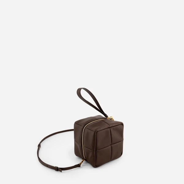 Mlouye Grid Clutch in Espresso | Clutch Bags | Coveti