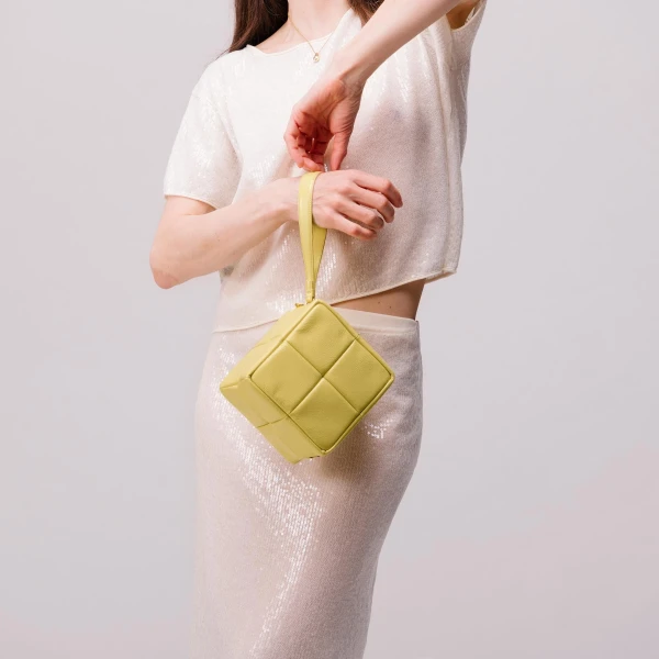 Mlouye Grid Clutch in Espresso | Clutch Bags | Coveti