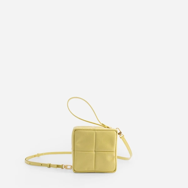Mlouye Grid Clutch in Mermaid Yellow | Clutch Bags | Coveti
