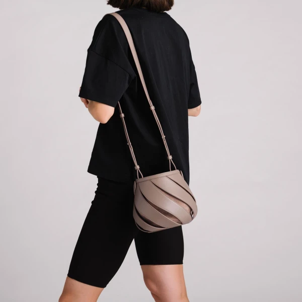 Mlouye Helix Bag in Denim | Shoulder & Crossbody Bags | Coveti
