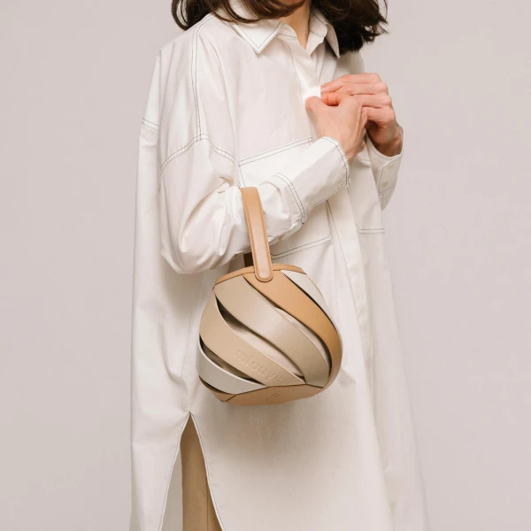 Mlouye Helix Bag in Praline | Shoulder & Crossbody Bags | Coveti